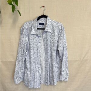 David Donahue Blue and White Dress Shirt